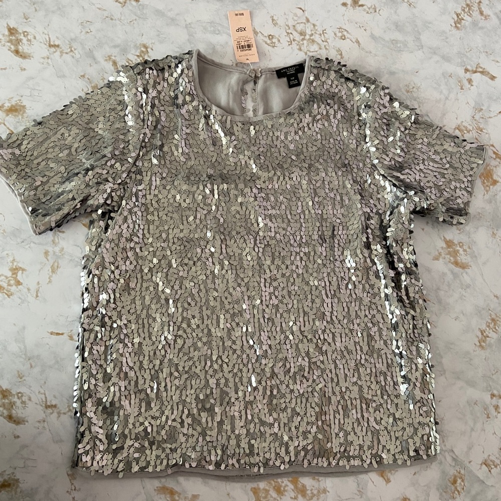 Ann Taylor tear drop sequin T blouse